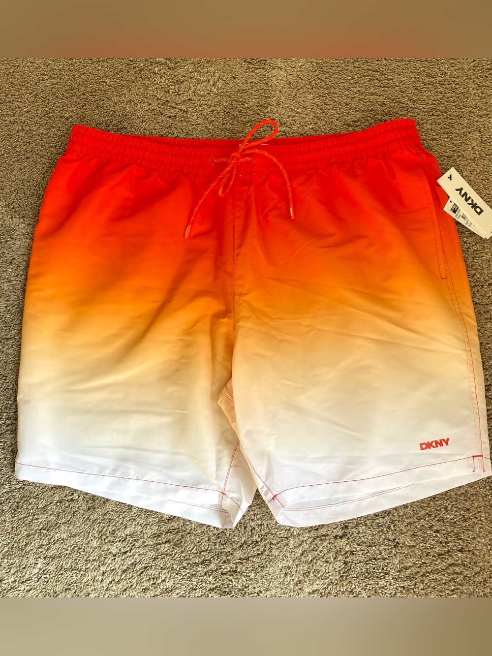 DKNY orange ombre volley swim trunks with UPF 40+ protection - Size XXL. - New